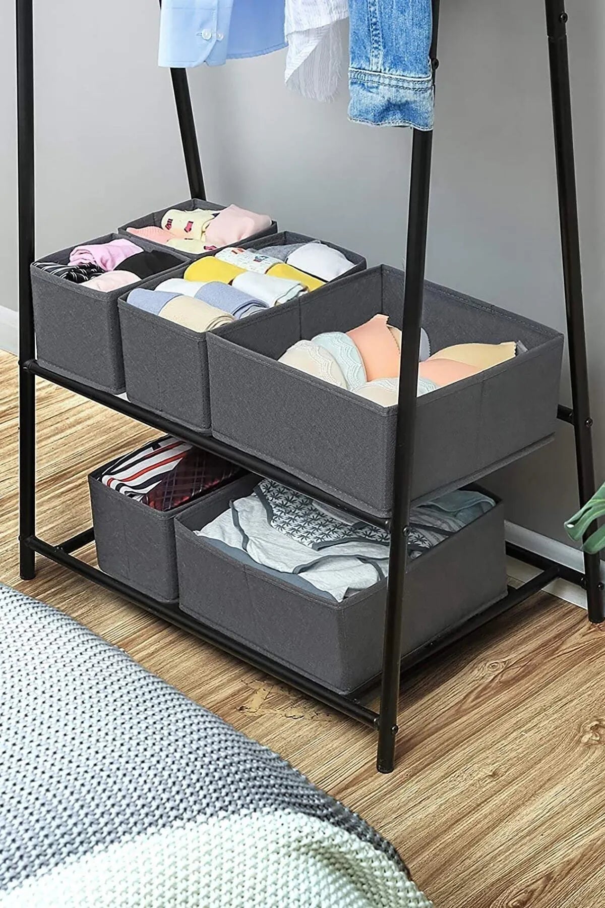 صناديق التخزين القماشية، مجموعة من 6 صناديق بأحجام مختلفة