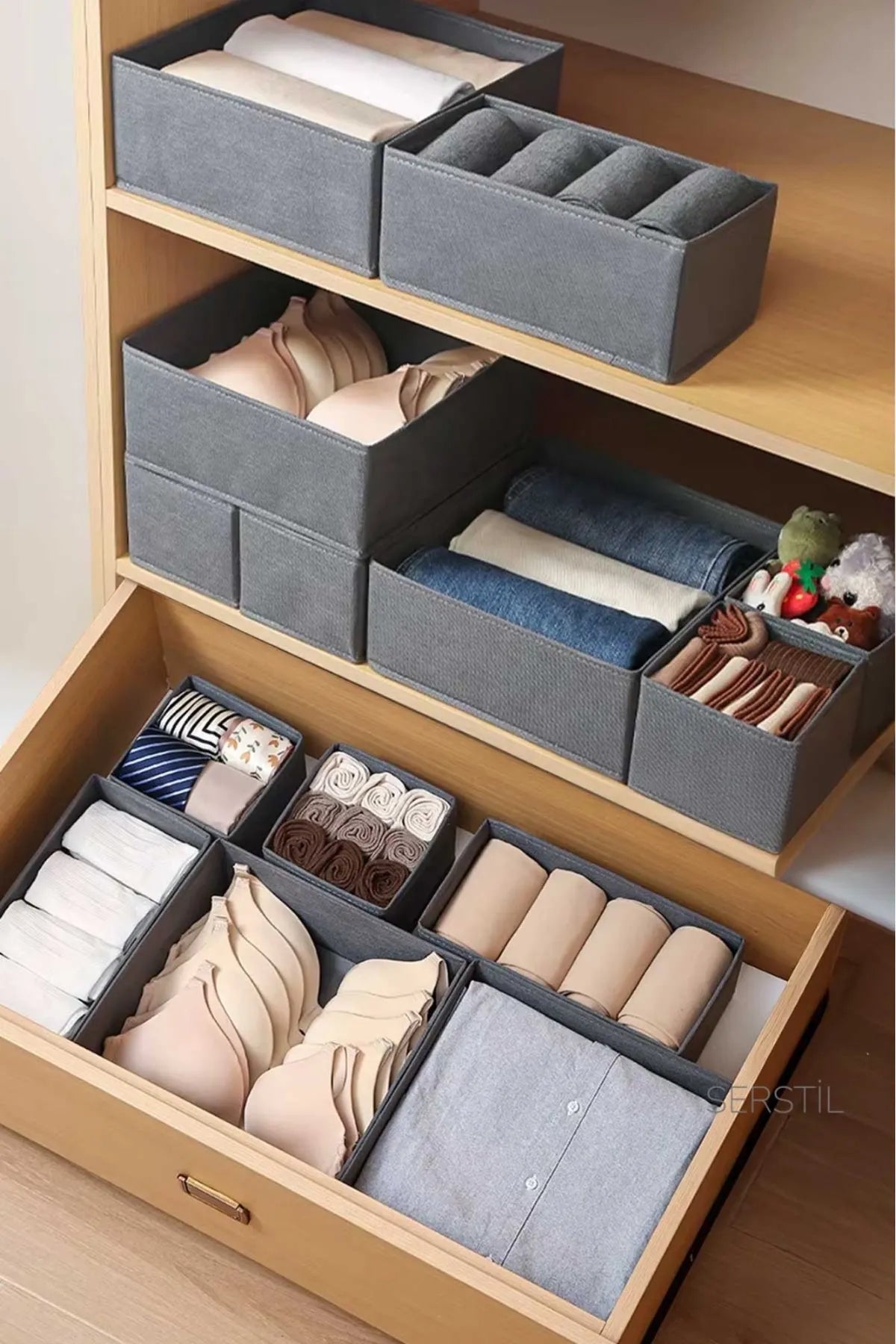 صناديق التخزين القماشية، مجموعة من 6 صناديق بأحجام مختلفة